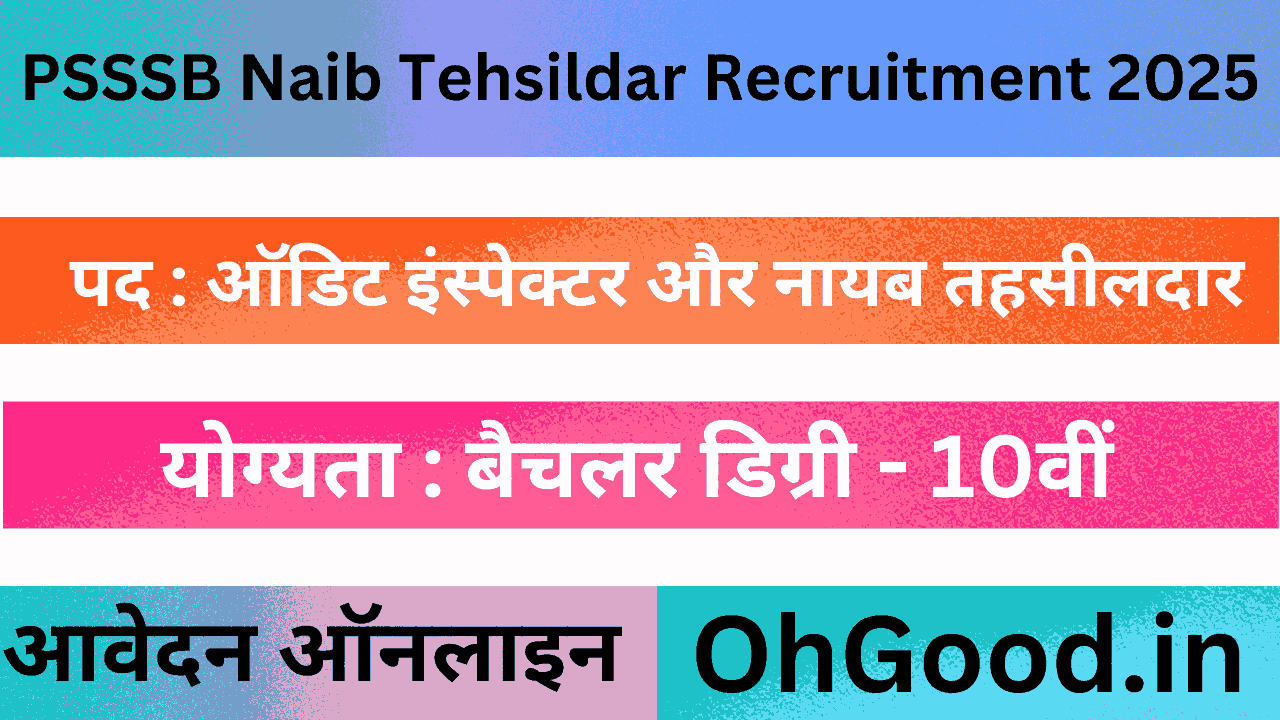 PSSSB Audit Inspector Naib Tehsildar Recruitment 2025