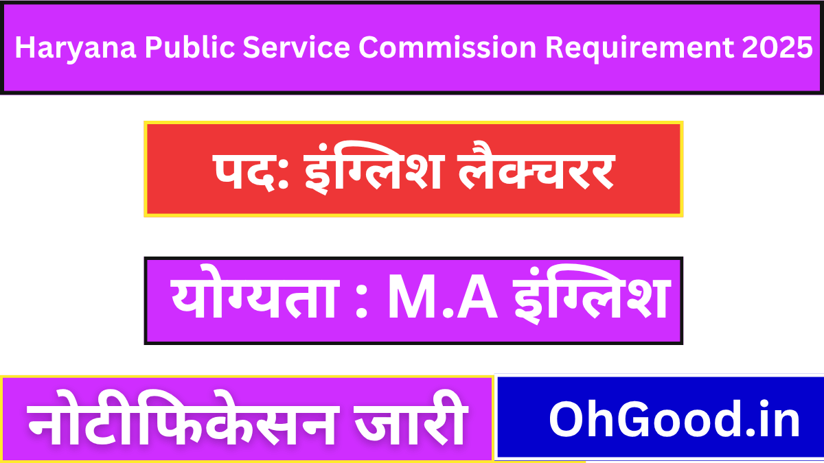 Haryana Public Service Commission Requirement 2025
